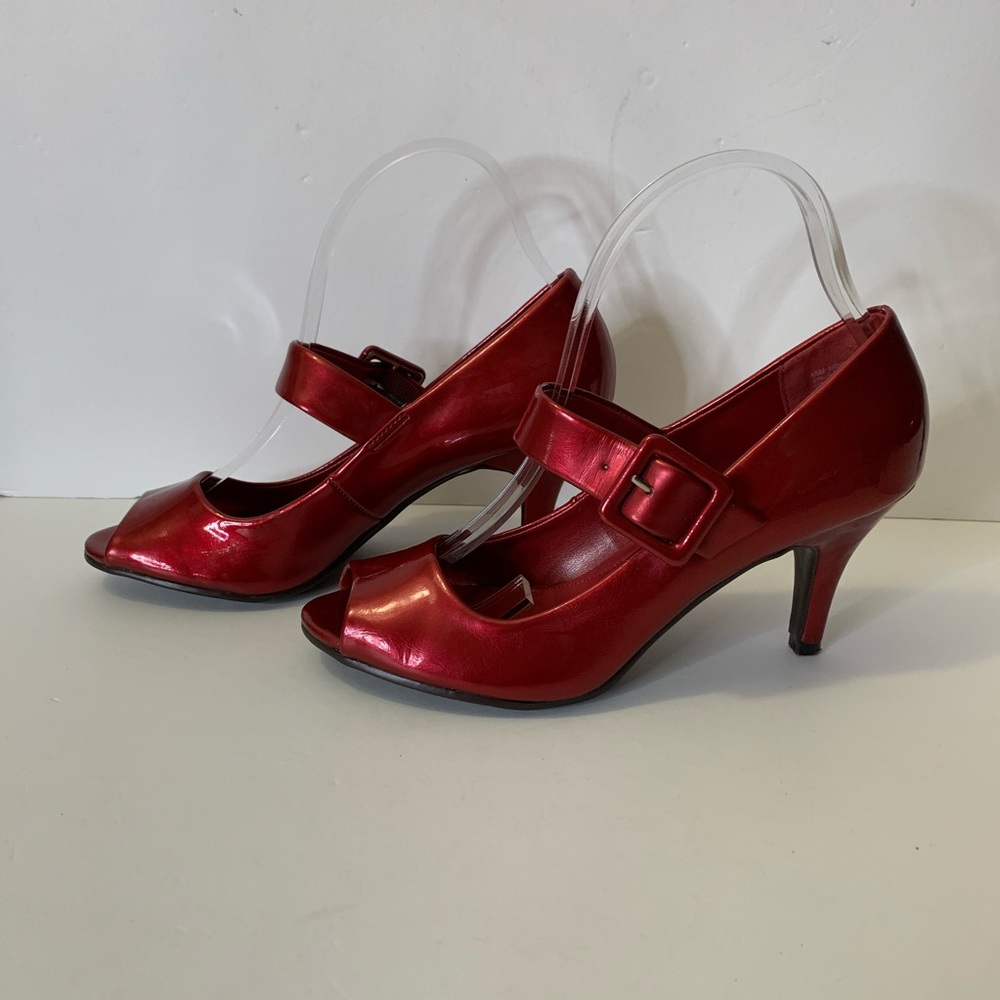 * SOLD* Kenneth Cole Red Peep Toe Heels 8.5 M - Picture 6 of 13